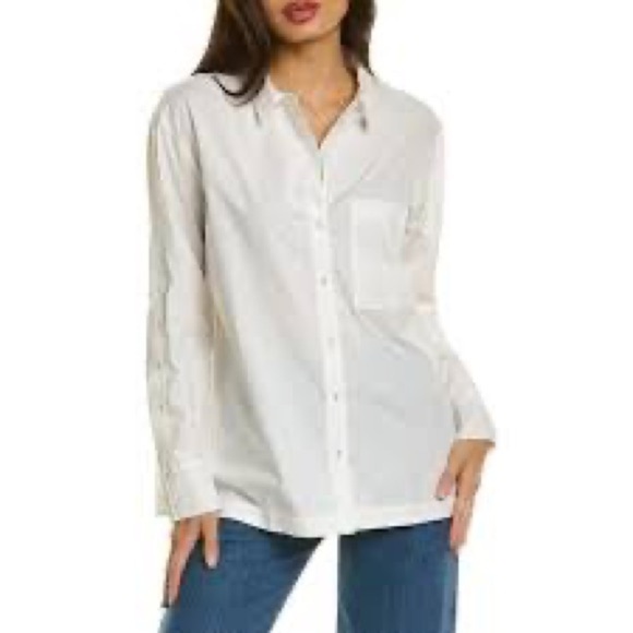 Johnny Was Poplin Relaxed Pocket Button Down Shirt Small - Picture 12 of 12